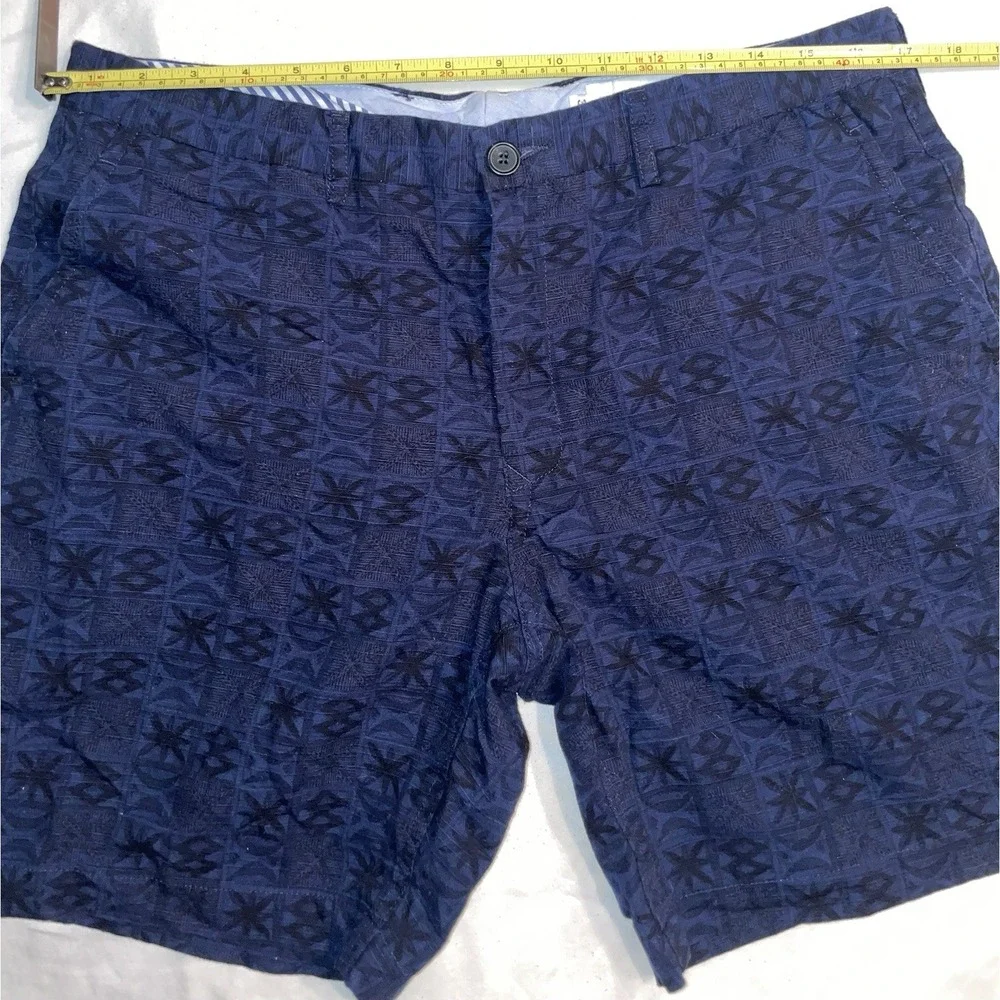 Jomers Mens 35 Navy Blue Chino Shorts Preppy Geometric Print Navy Blue